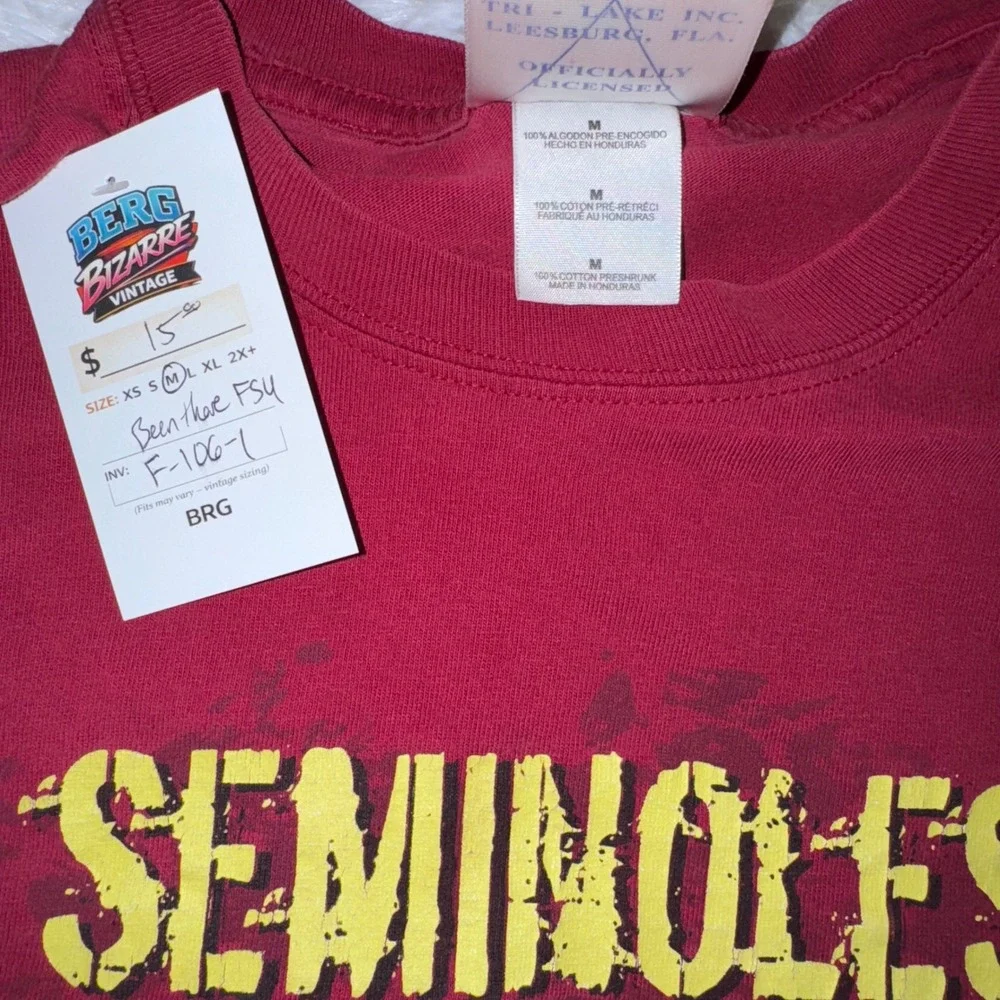 Tri-Lake FSU Seminoles T-Shirt Mens M Maroon Excellent Distressed Acid Wash‎